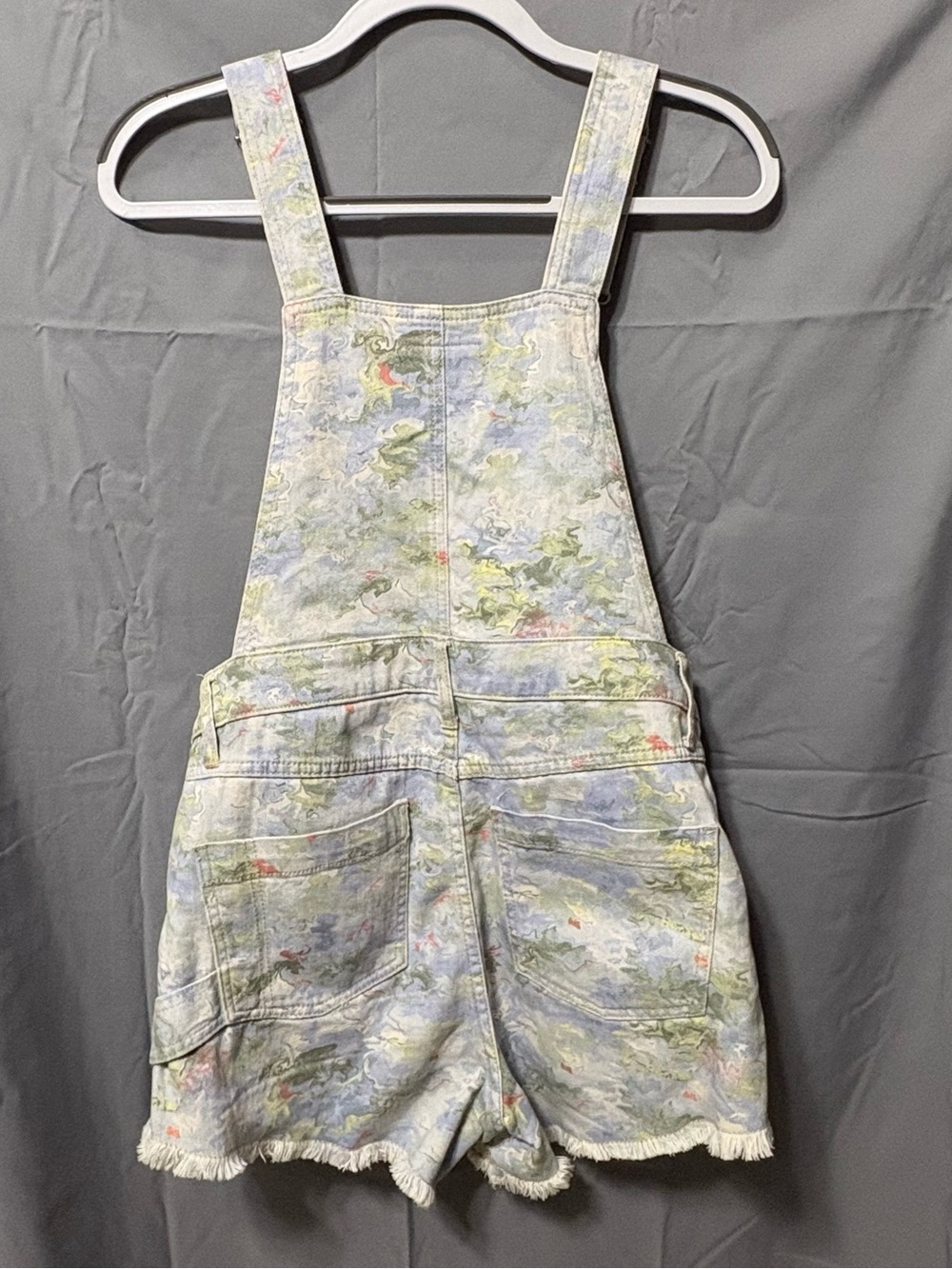 Pilcro Pastel Cut Off Denim Short Overalls in Blue, Green & Pink - Picture 5 of 5